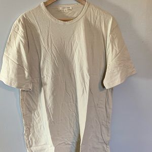 Forty-Five Slub Curve Hem Tee in Almond size XXL.